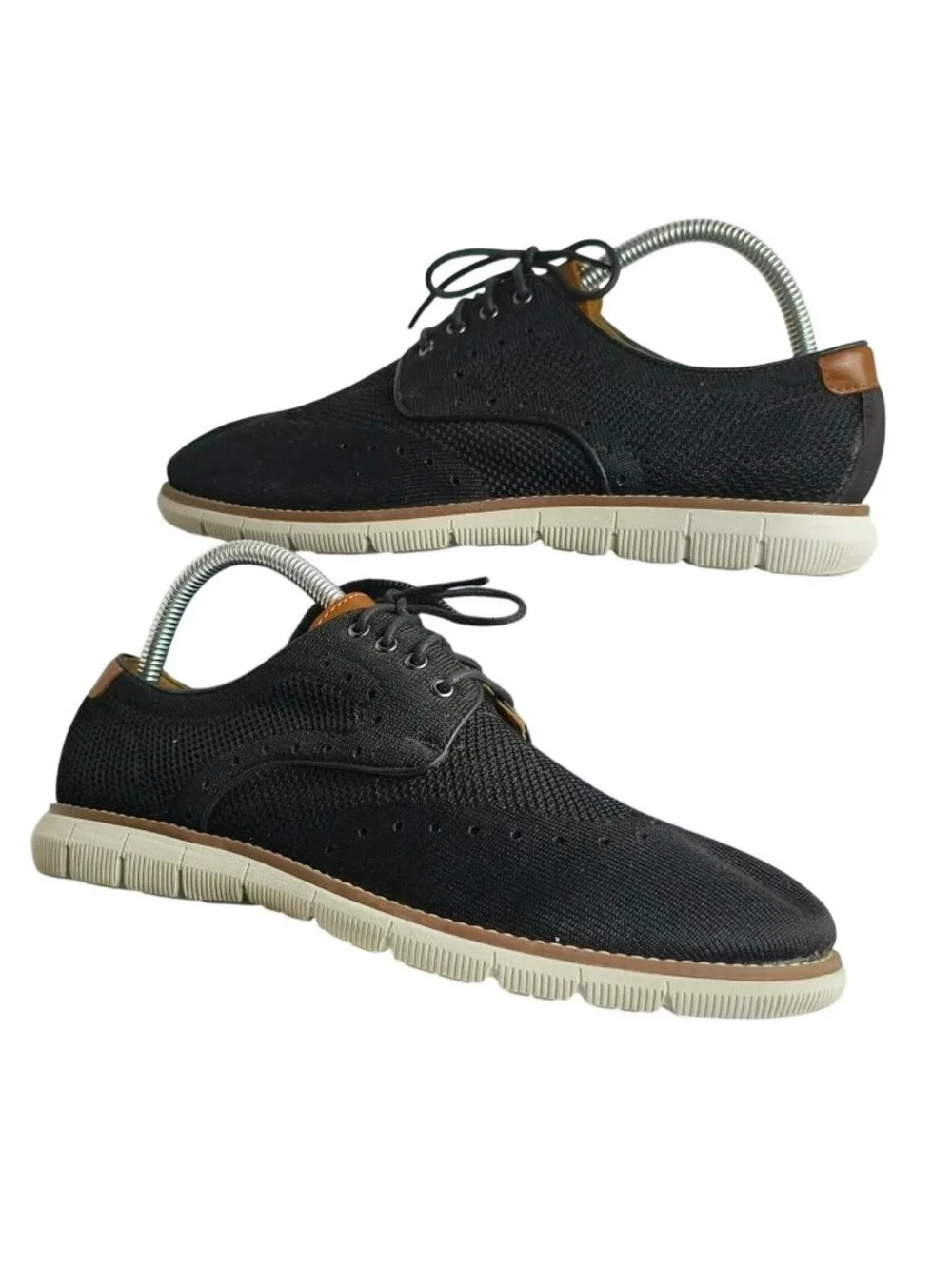 Johnston & Murphy Boys 6 Holden Knit Wingtip Lace-Up Shoes Black New